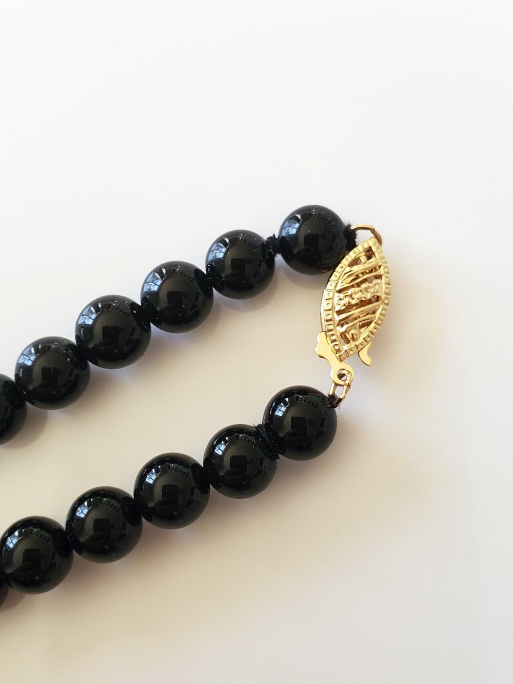 Onyx and Pearl 18in Necklace with 14K Gold Clasp